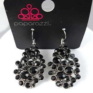Paparazzi Elegant Black Rhinestone Earrings